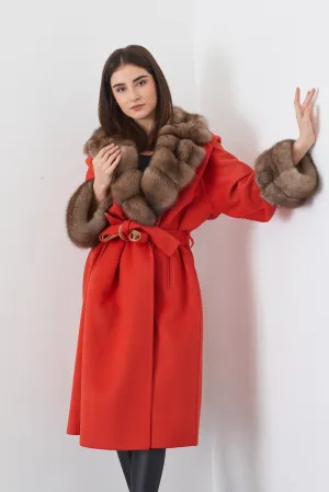 Orange Long Cashmere Coat