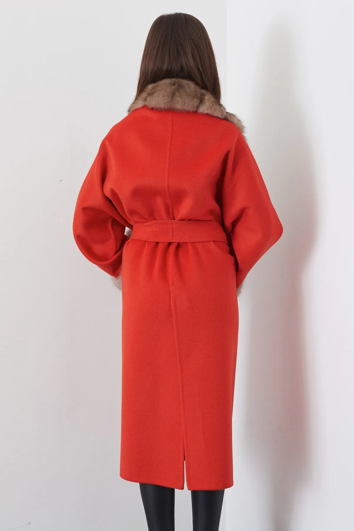 Orange Long Cashmere Coat