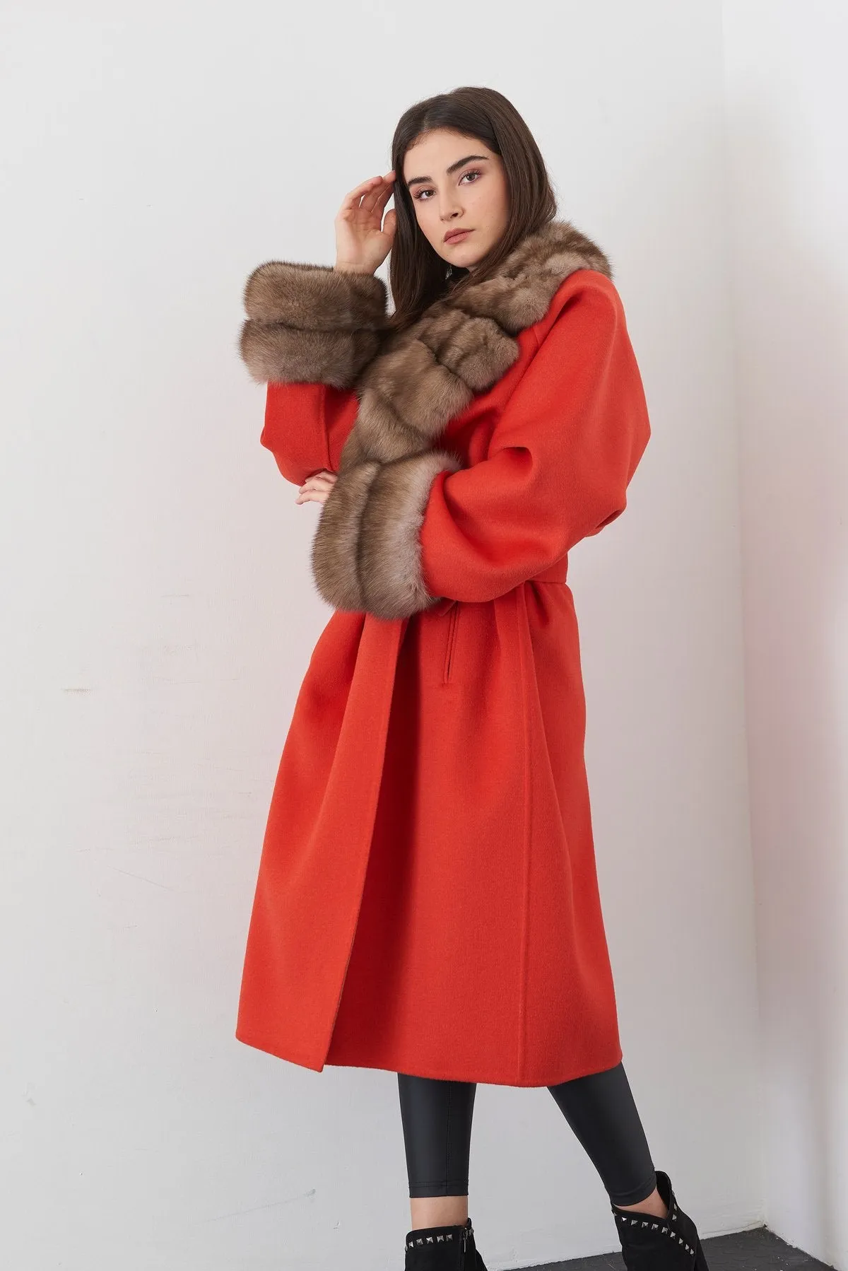 Orange Long Cashmere Coat