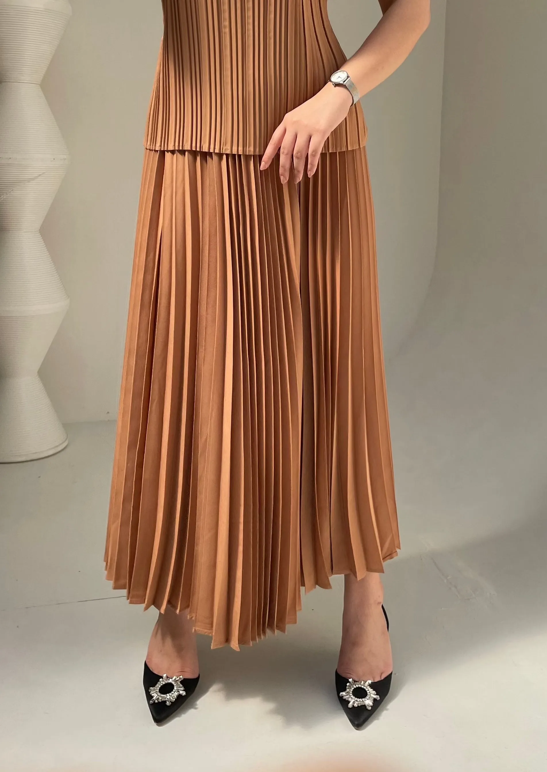 Priya Palazzo Pleated A-line Skirt