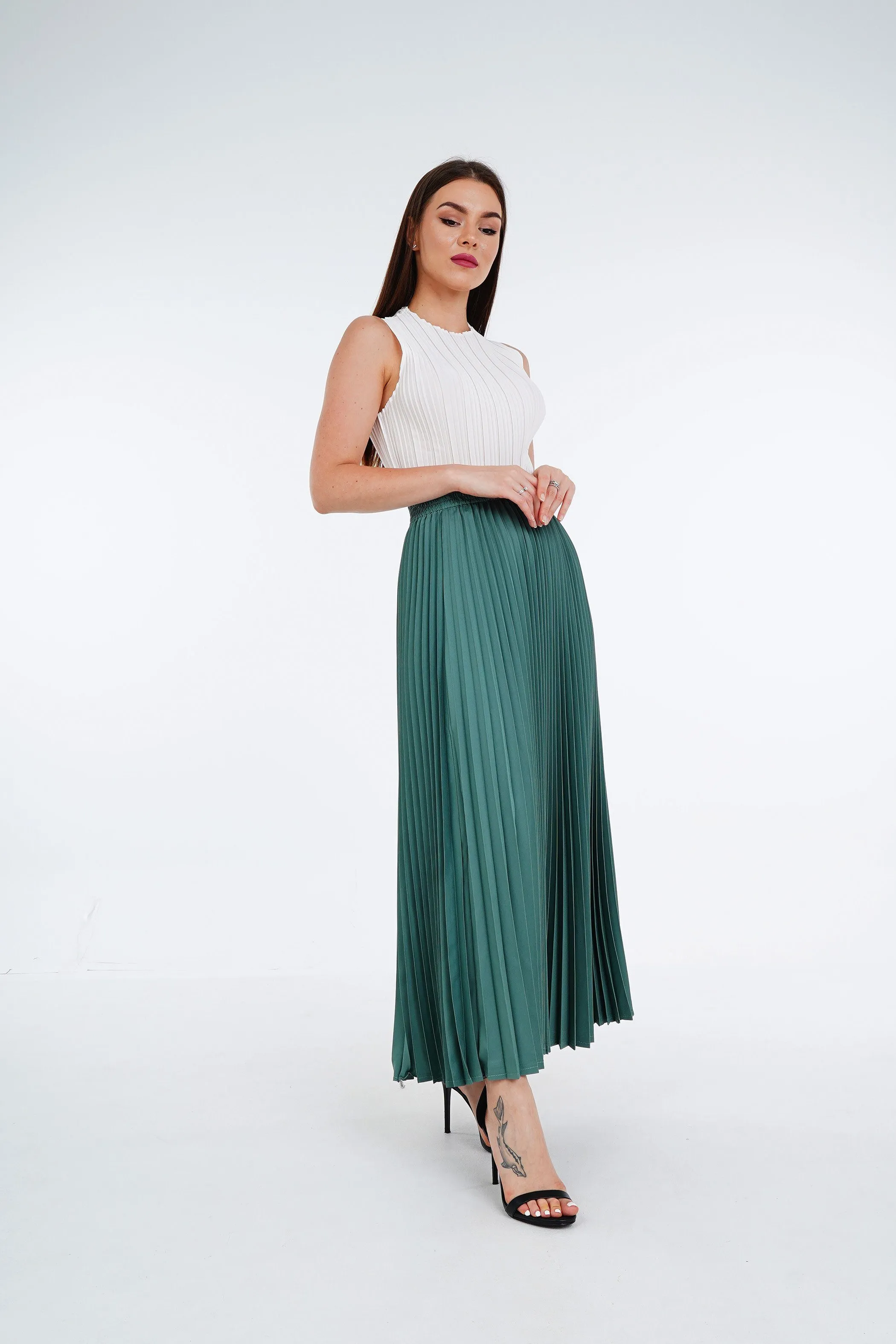 Priya Palazzo Pleated A-line Skirt