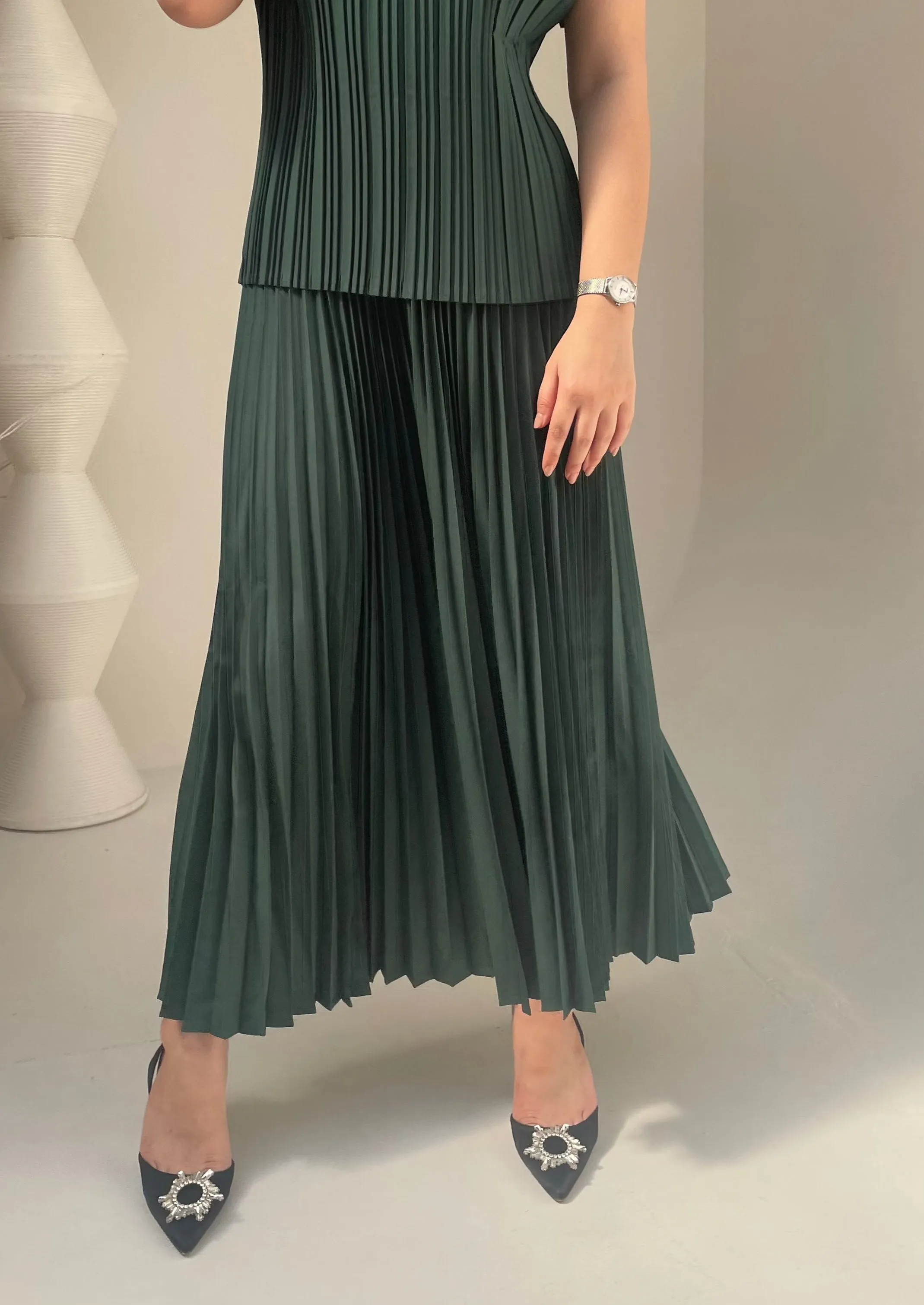 Priya Palazzo Pleated A-line Skirt