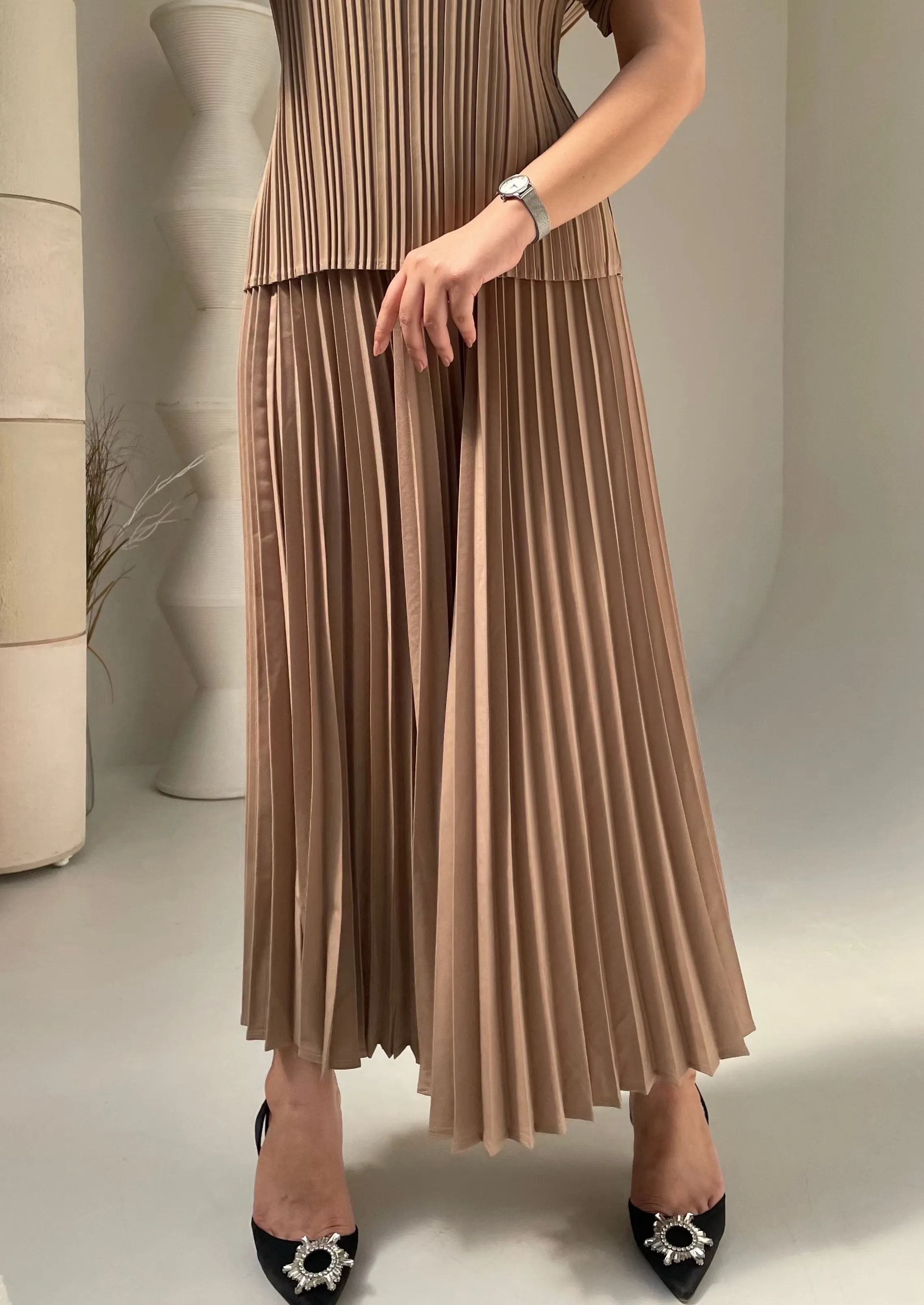 Priya Palazzo Pleated A-line Skirt