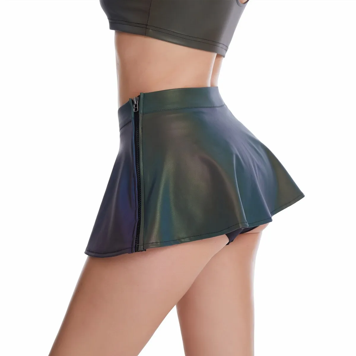 Reflective Skater Mini Skirt