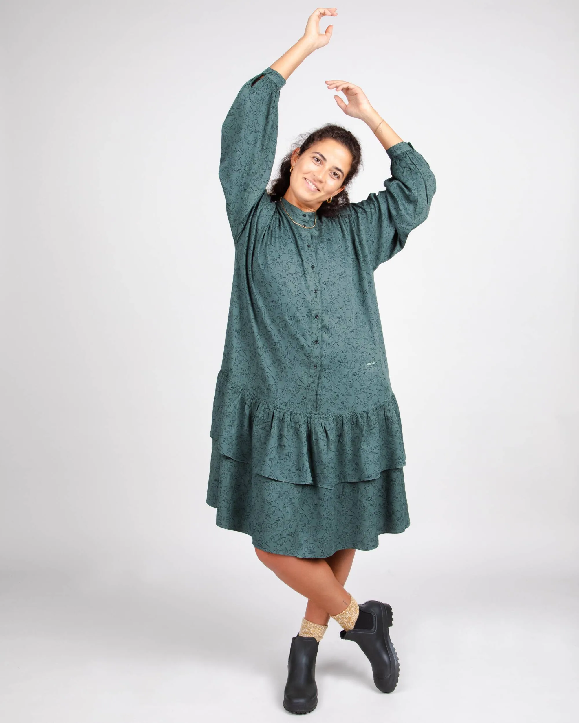 Riding Boho Dress Dark Green