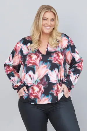 Romy Floral V-Neck Long Sleeve Top