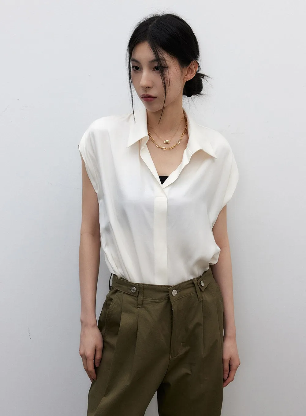 Silky Short Sleeve Blouse IY331