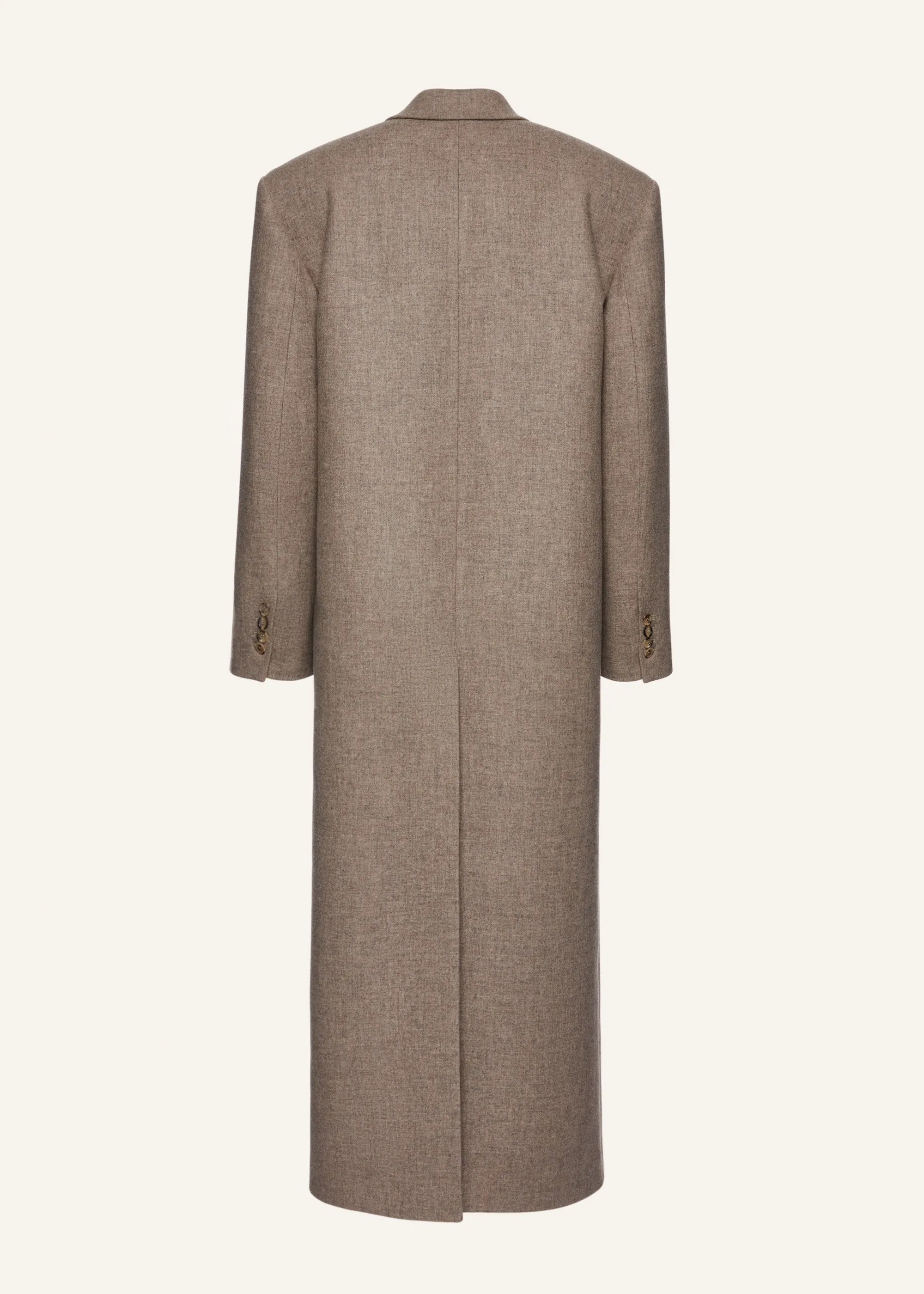 Single-breasted long wool coat in taupe