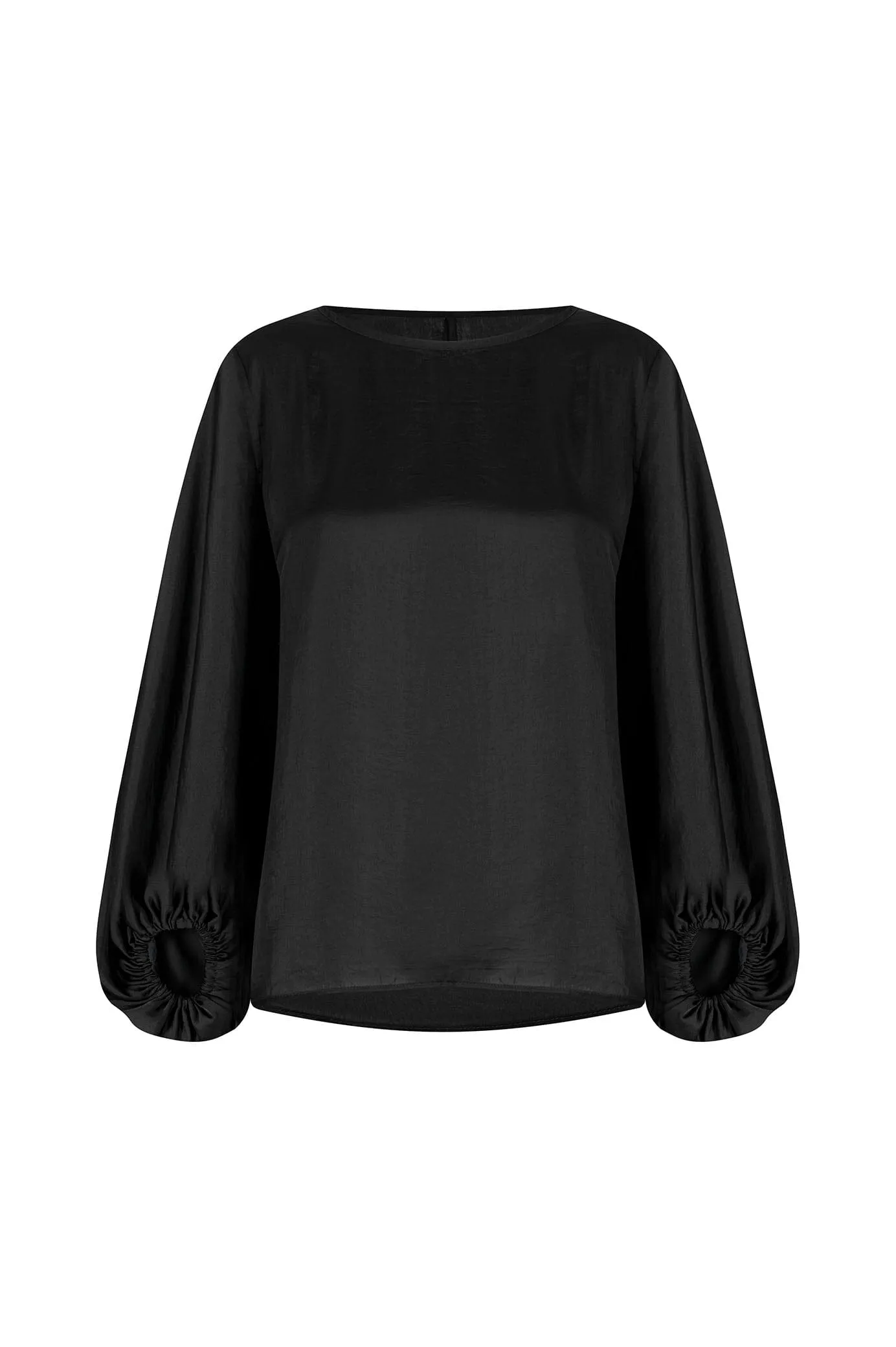 Sovana Round Neck Long Sleeve Top Black