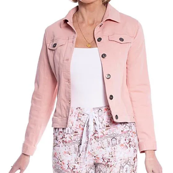 Stretch Cotton Jean Jacket - Dusty Pink