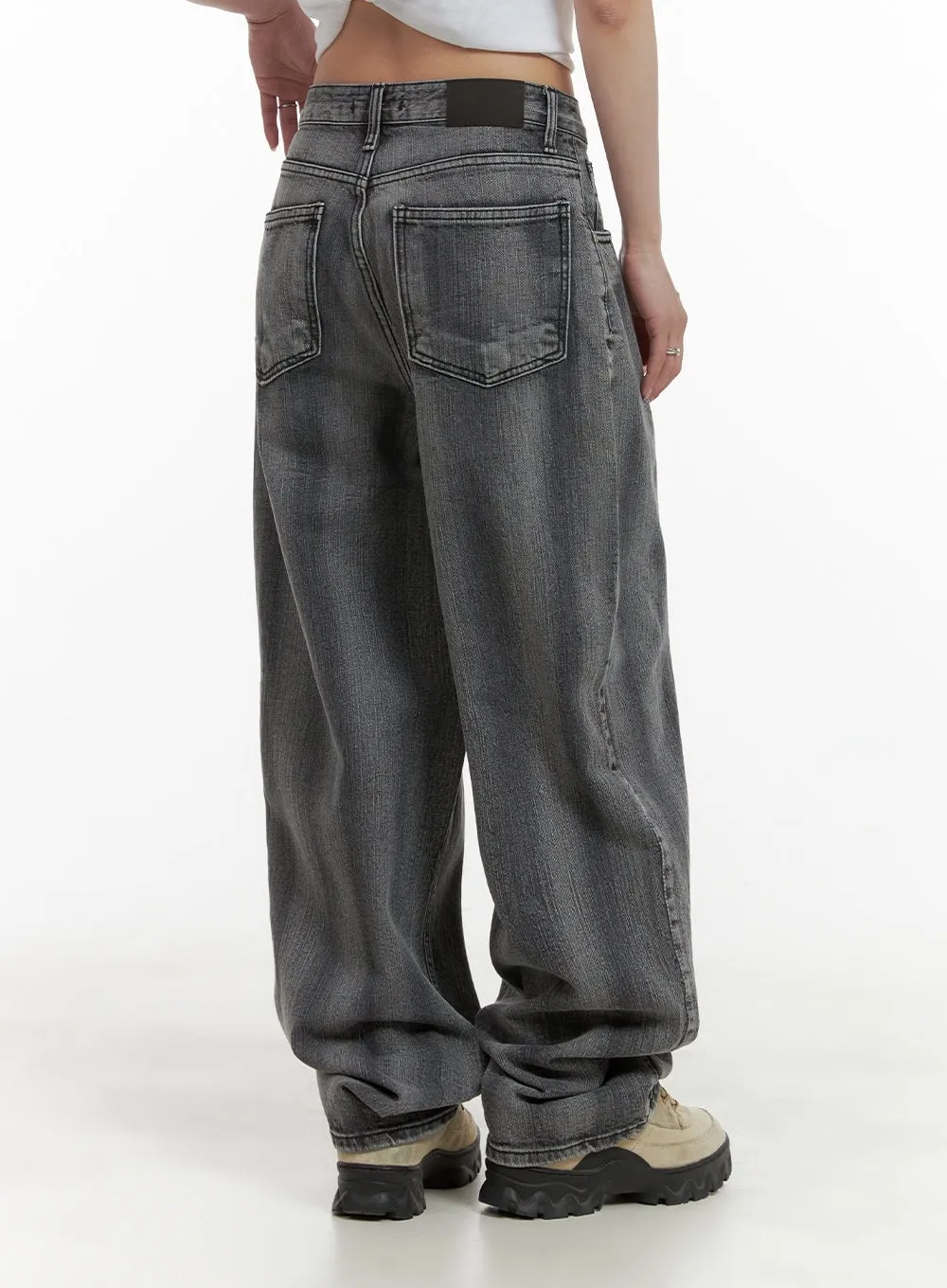 Stripe Washed Baggy Jeans CA430