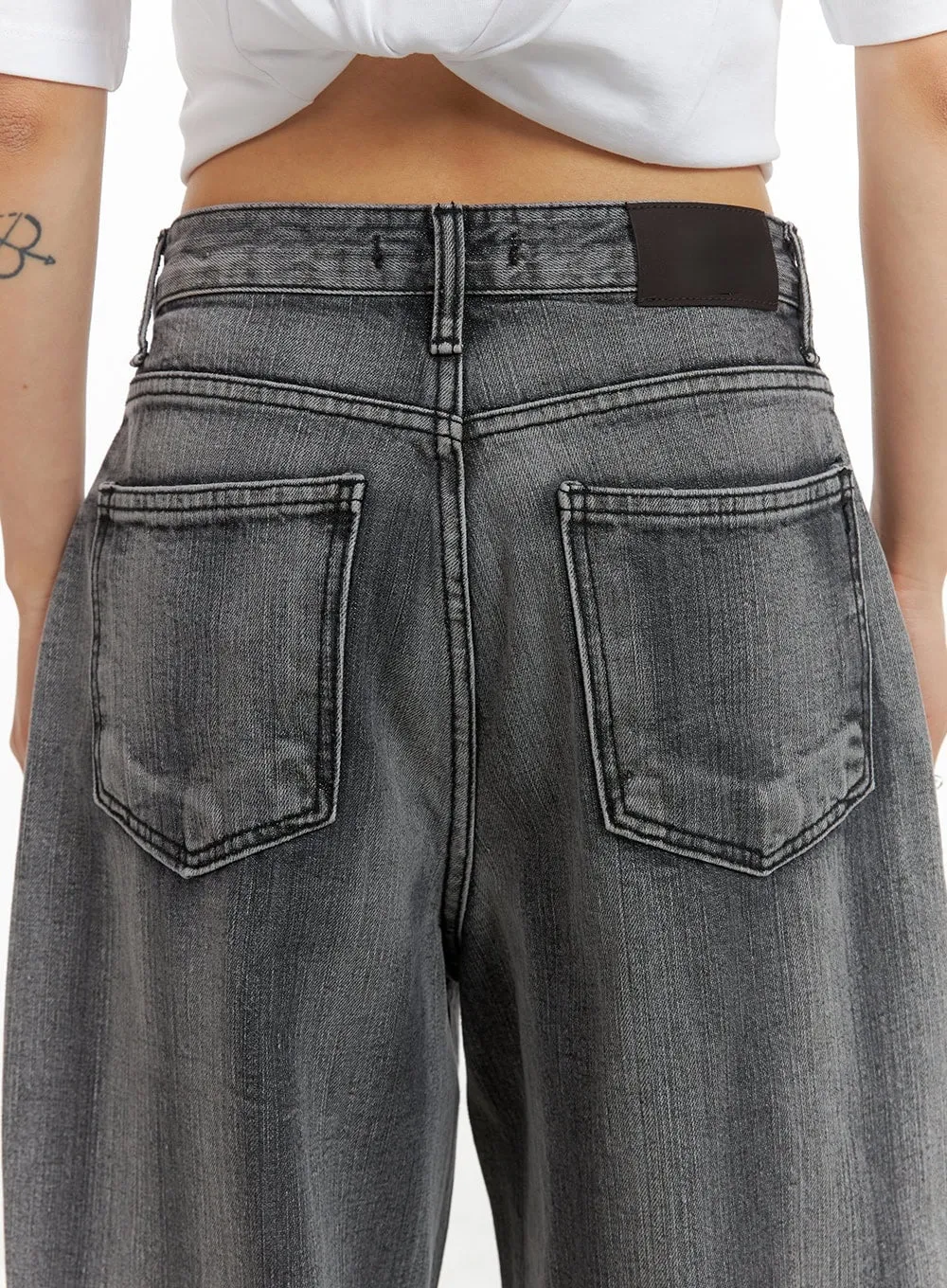 Stripe Washed Baggy Jeans CA430