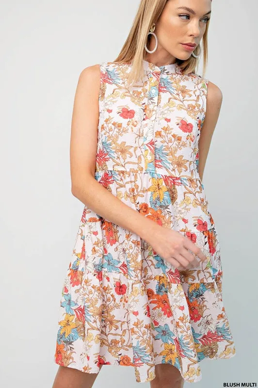 Sunny Mandarin Floral Swiss Dot Dress - Blush Multi