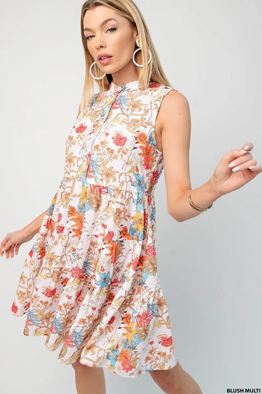 Sunny Mandarin Floral Swiss Dot Dress - Blush Multi