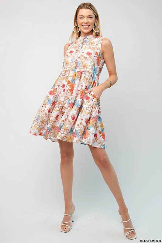 Sunny Mandarin Floral Swiss Dot Dress - Blush Multi