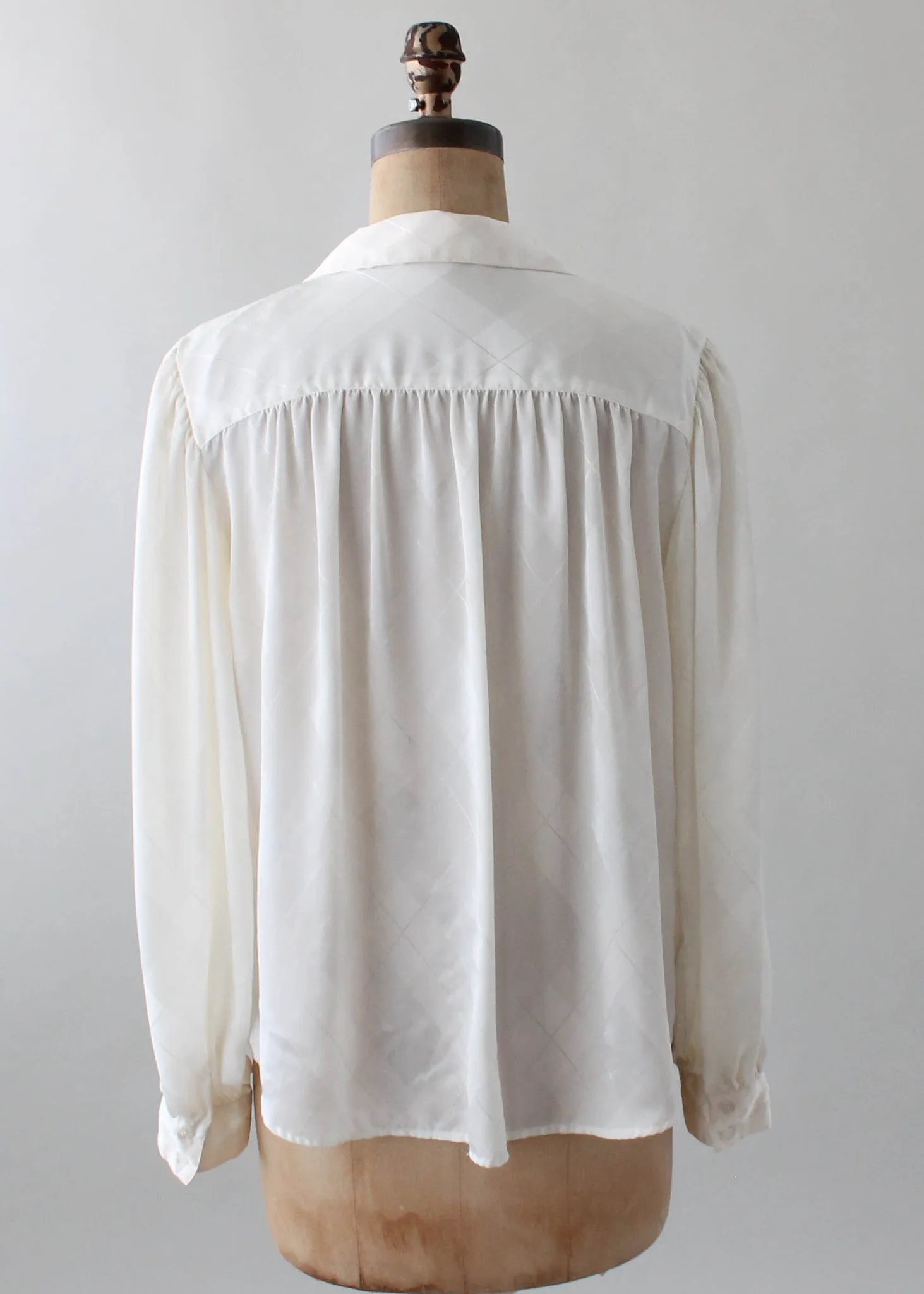 Vintage 1980s Adolfo White Silky Blouse