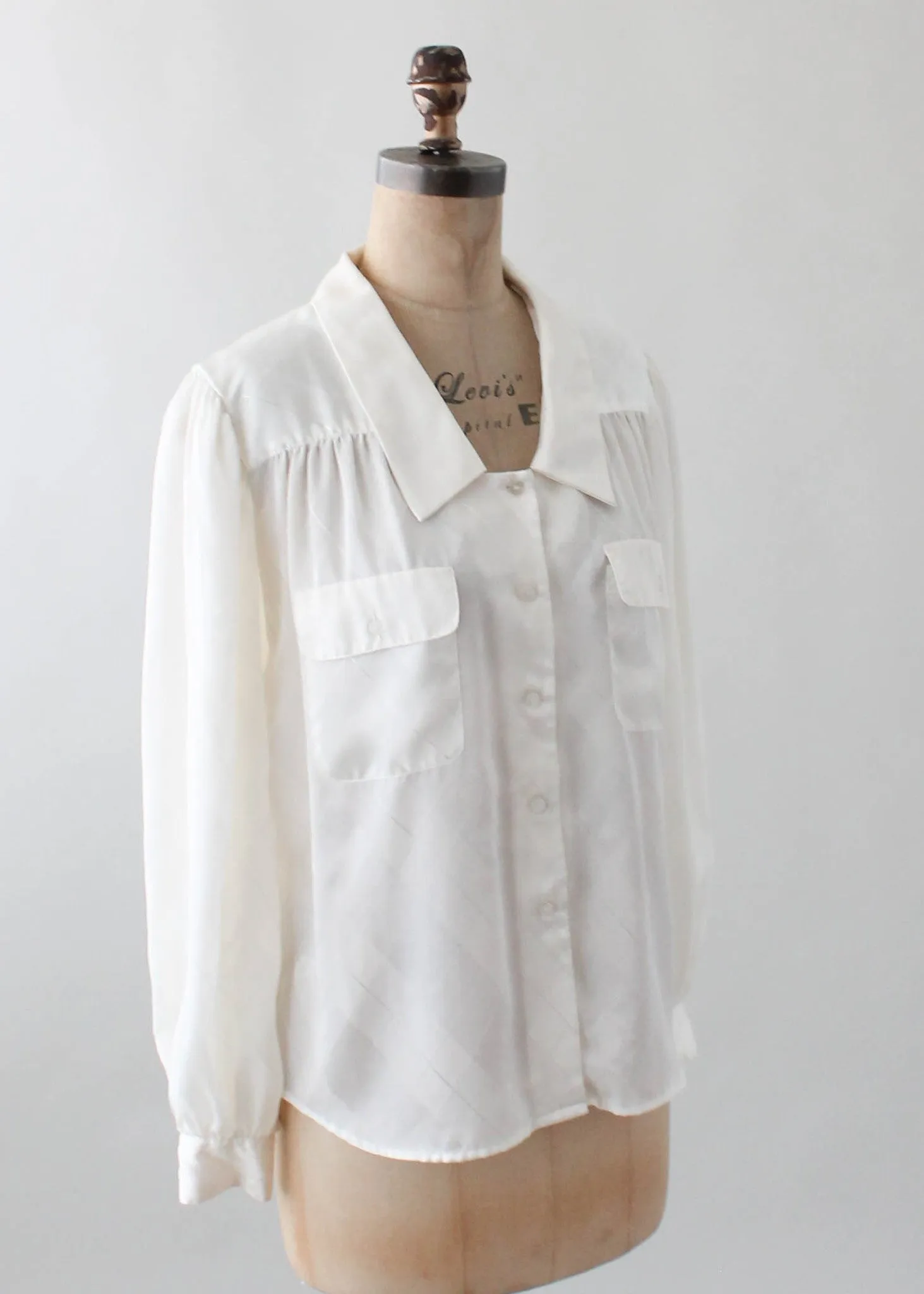 Vintage 1980s Adolfo White Silky Blouse