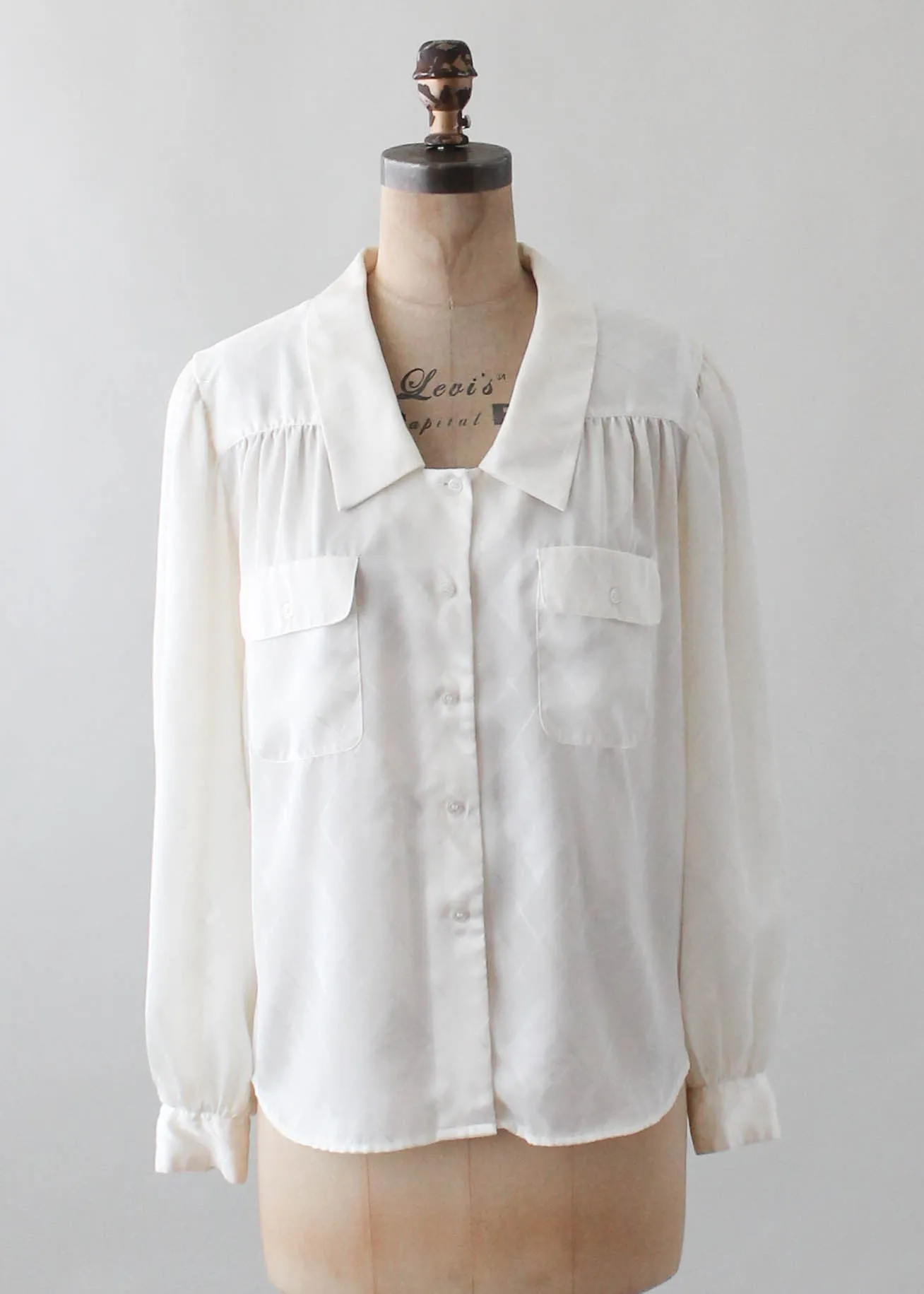 Vintage 1980s Adolfo White Silky Blouse