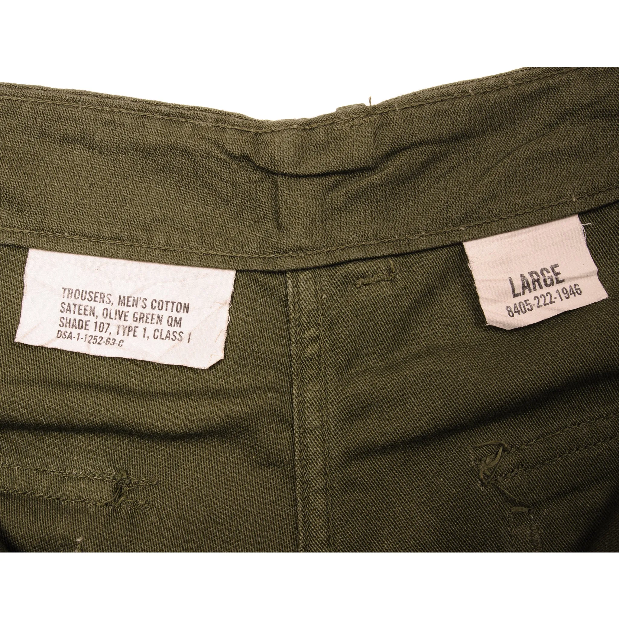 VINTAGE US ARMY UTILITY TROUSERS OG-107 SATEEN PANTS 1963 VIETNAM WAR SIZE LARGE W34 L33 NOS