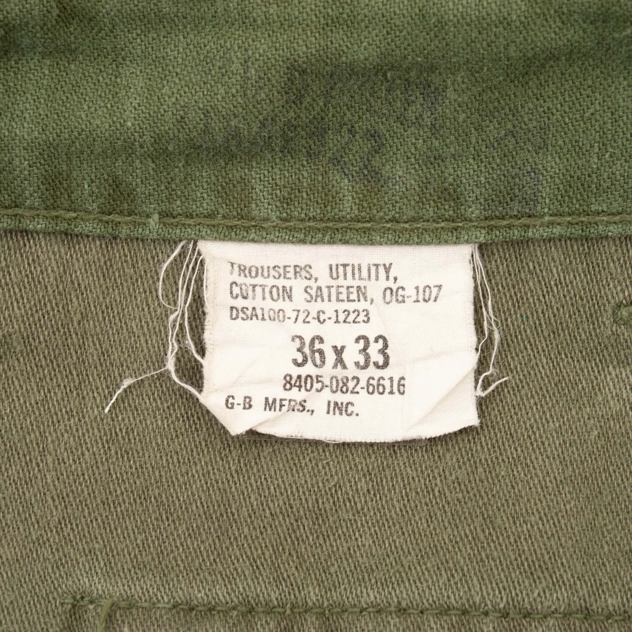 VINTAGE US ARMY UTILITY TROUSERS PANTS OG-107 SATEEN 1972 VIETNAM WAR SIZE 34X31