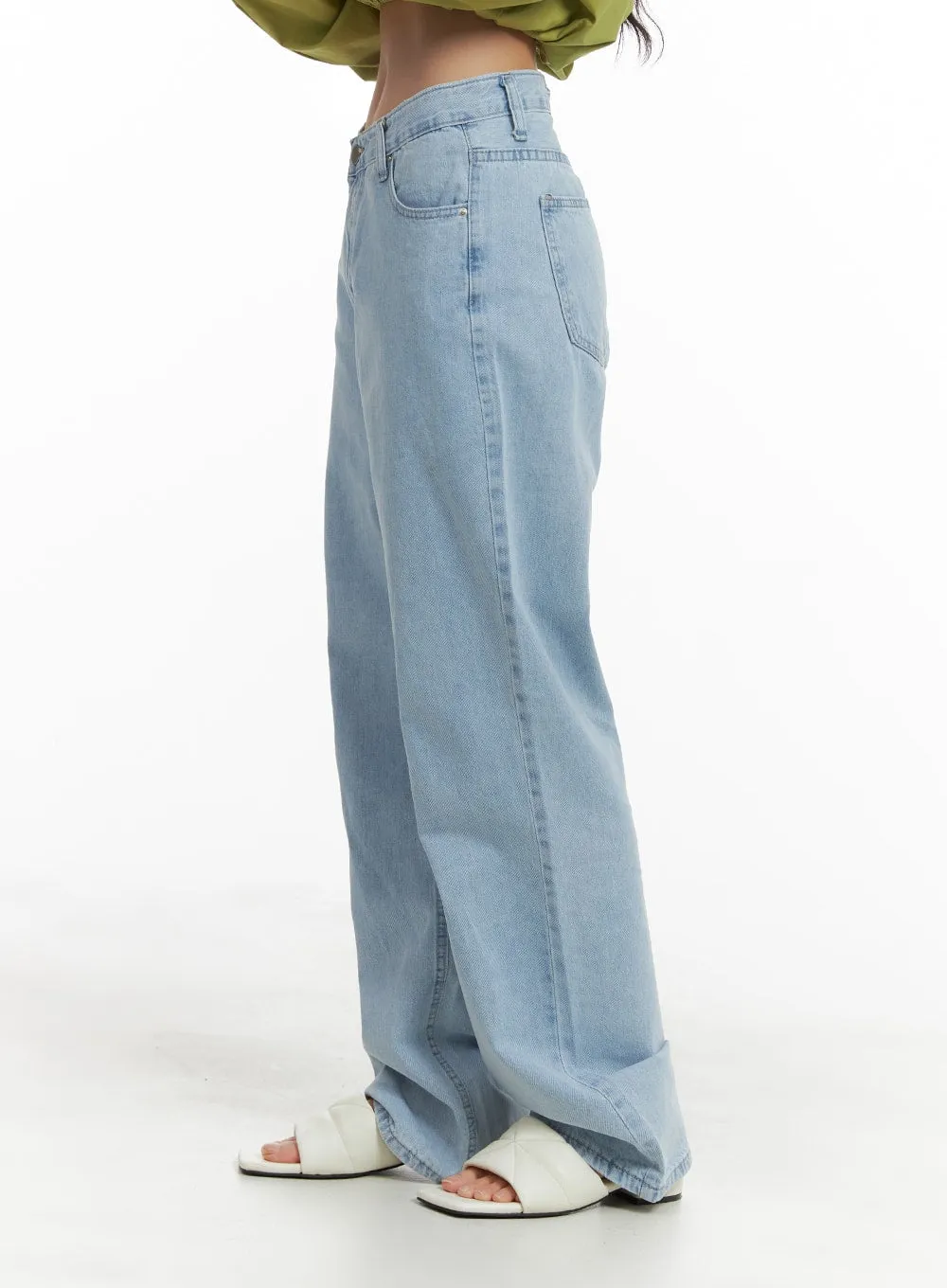 Washed Cotton Straight Jeans OM425