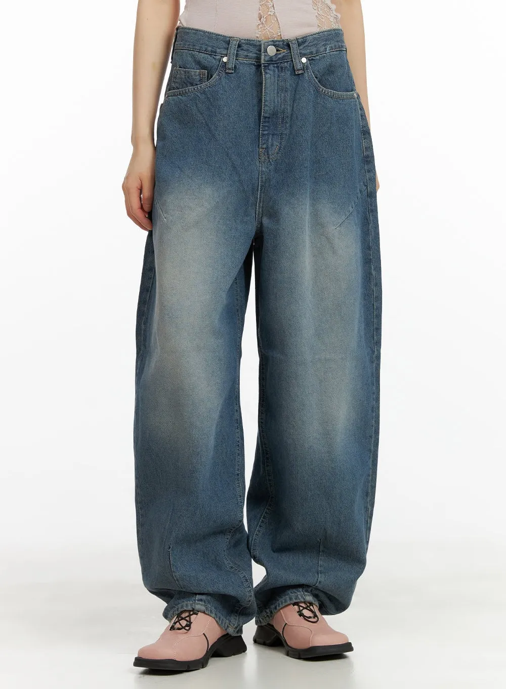 Washed Denim Baggy Jeans CY428