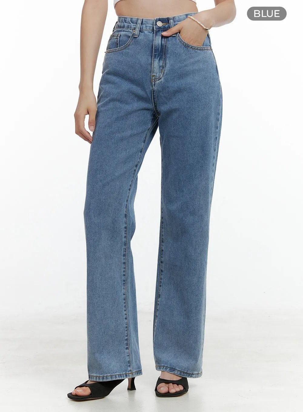 Washed Straight Jeans OL411