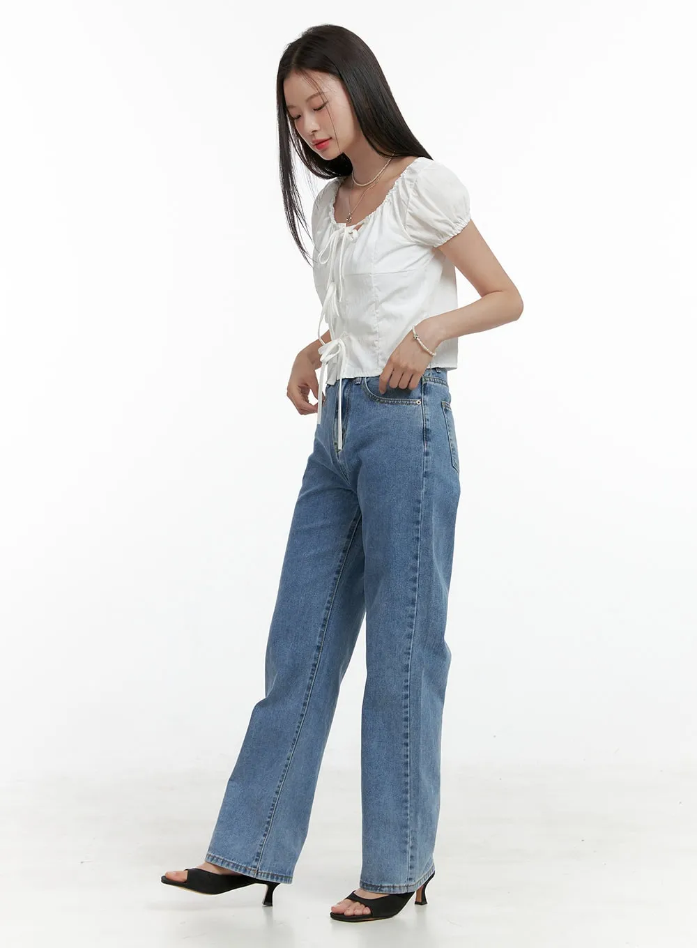 Washed Straight Jeans OL411