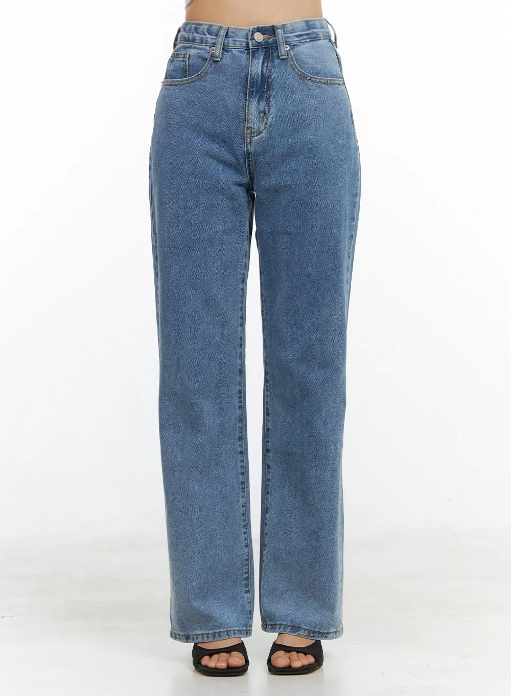 Washed Straight Jeans OL411