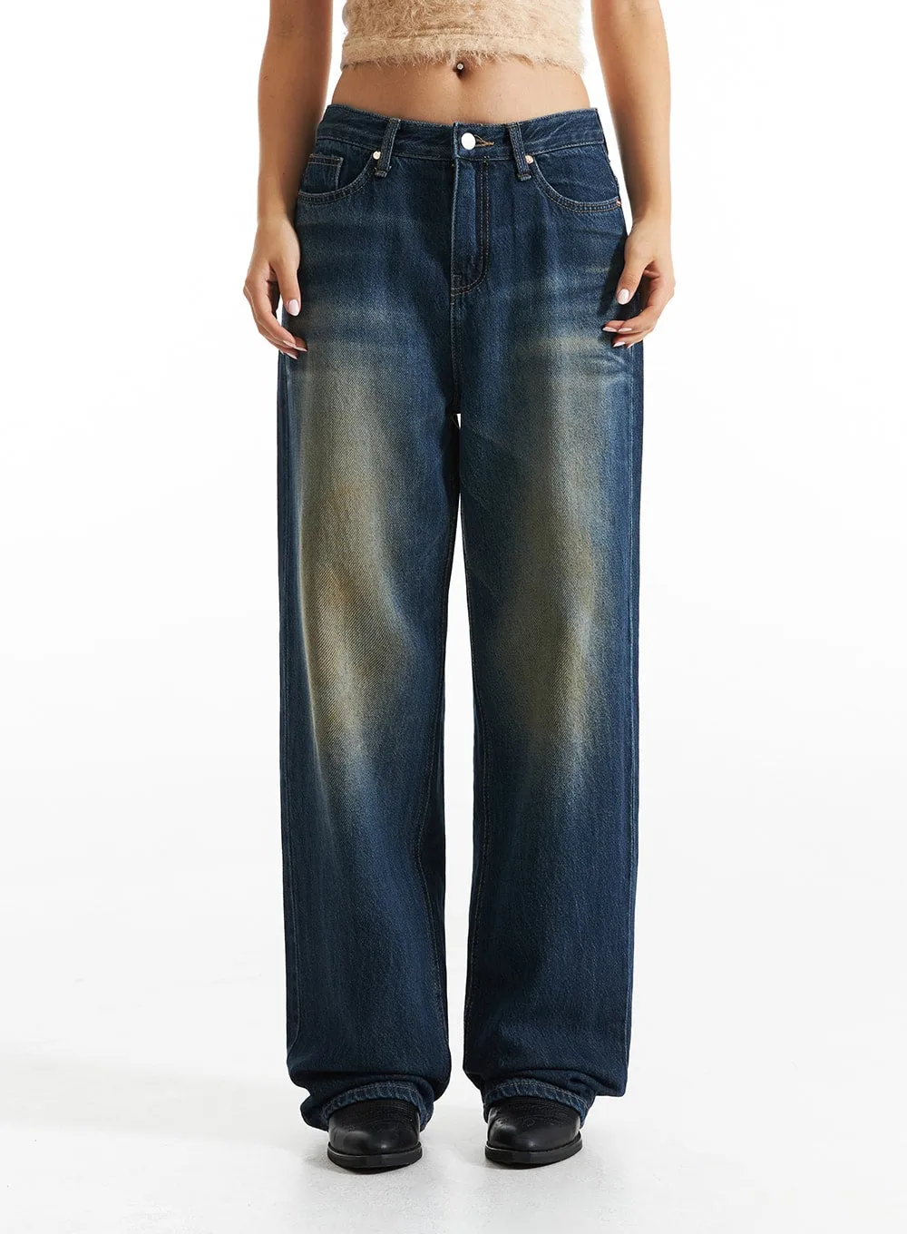 Washed Wide Denim Jeans CO313