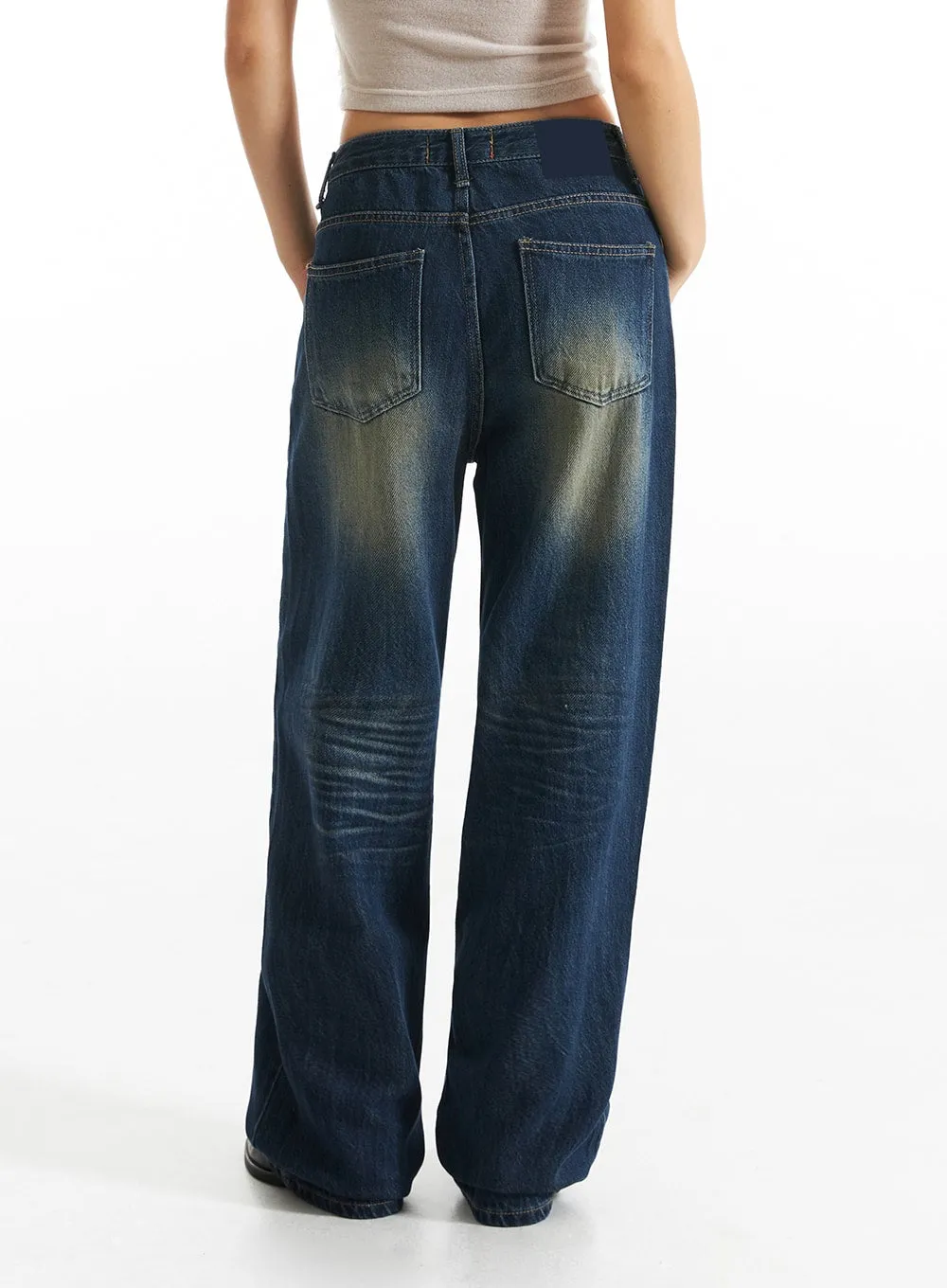 Washed Wide Denim Jeans CO313