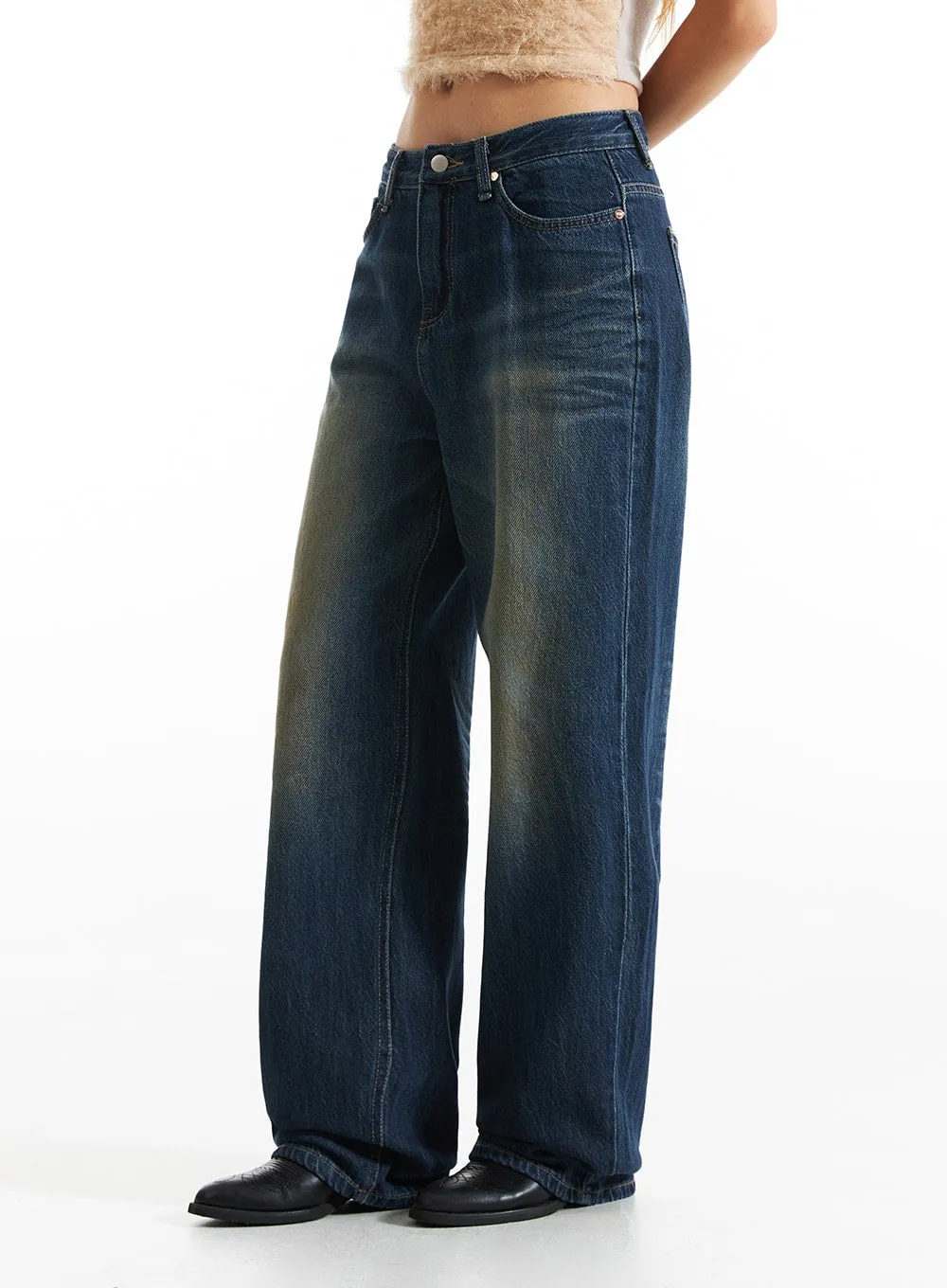 Washed Wide Denim Jeans CO313