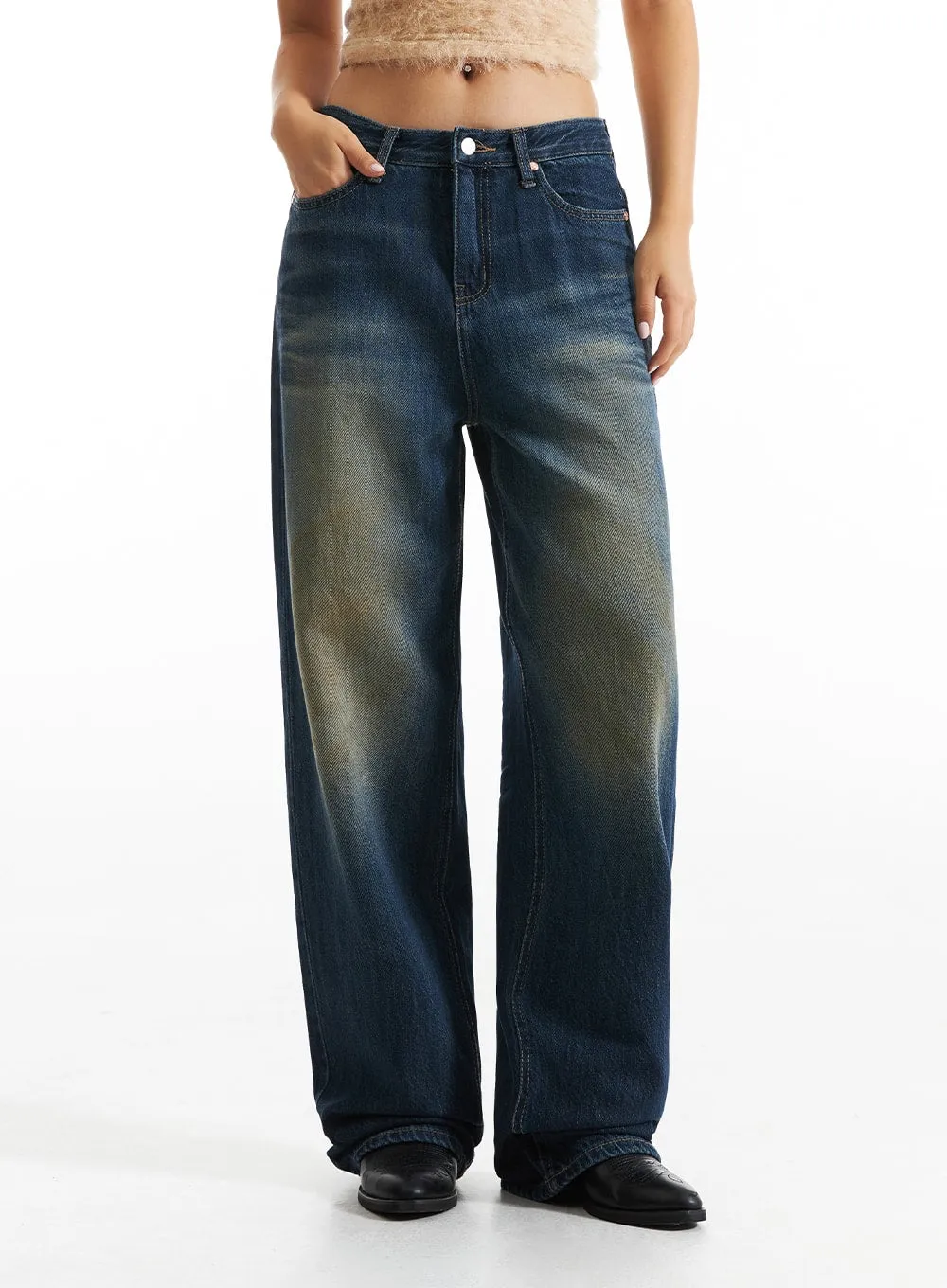 Washed Wide Denim Jeans CO313