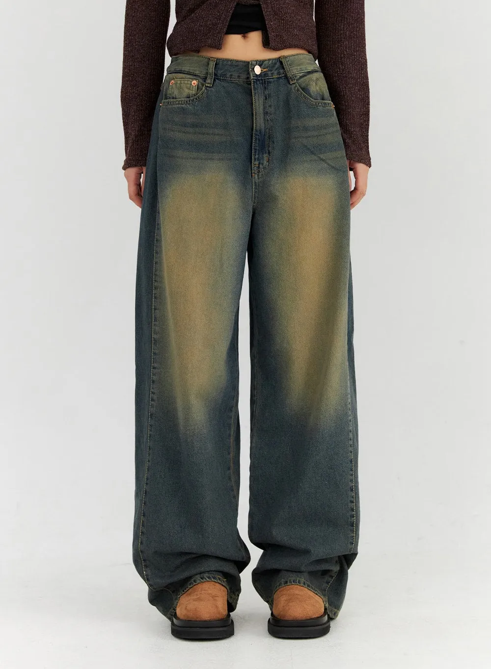 Washed Wide Leg Jeans CN315