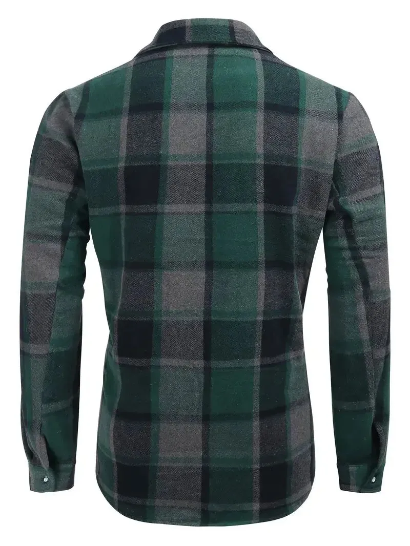 Wiaofellas  -  Mens Plaid Shirt,Long Sleeves,Classic Flannel Shirt Button Down Shirt Jacket Tops