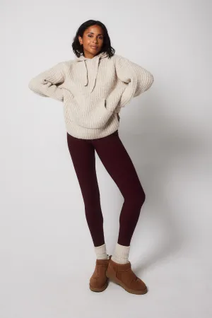 Winter Everyday High Waisted Leggings - Burgundy