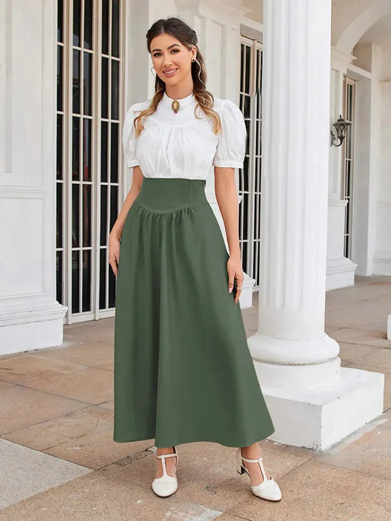 Women Renaissance Elastic High Waist Swing Skirt with Pockets