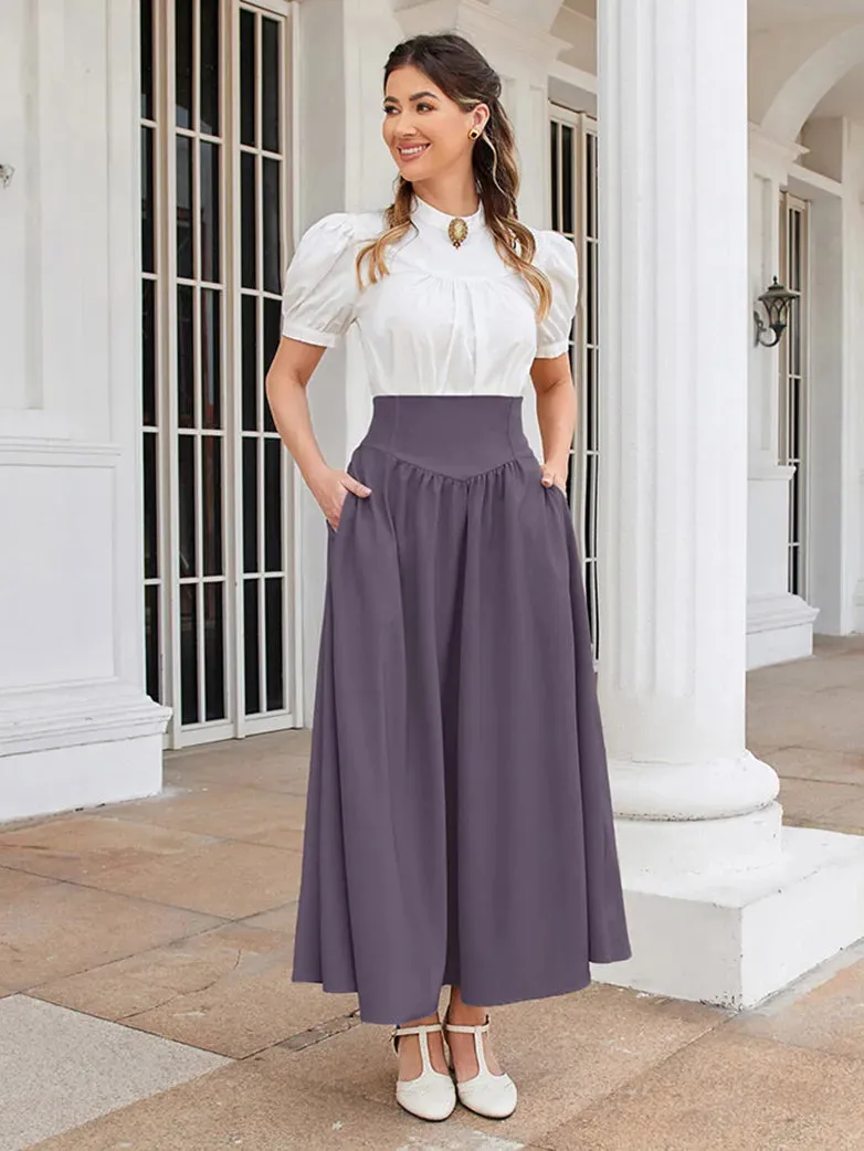 Women Renaissance Elastic High Waist Swing Skirt with Pockets