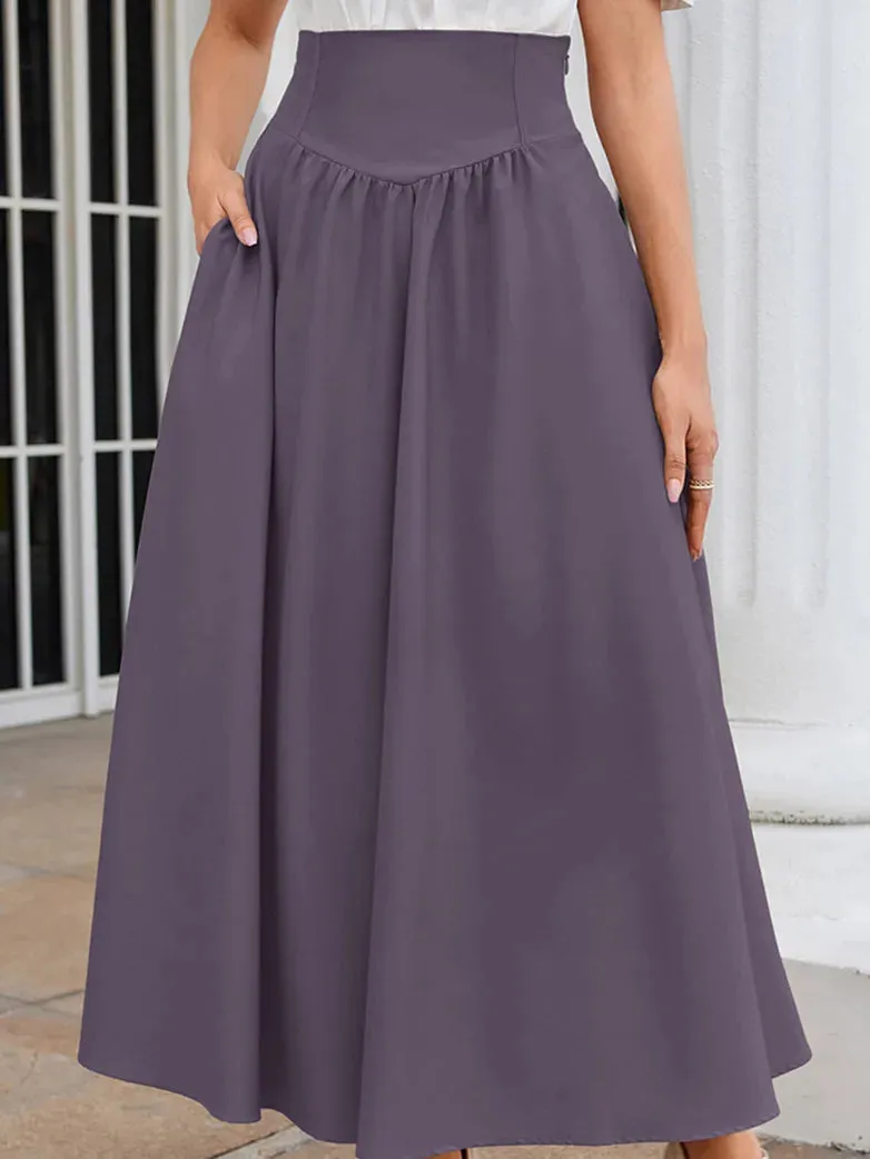 Women Renaissance Elastic High Waist Swing Skirt with Pockets