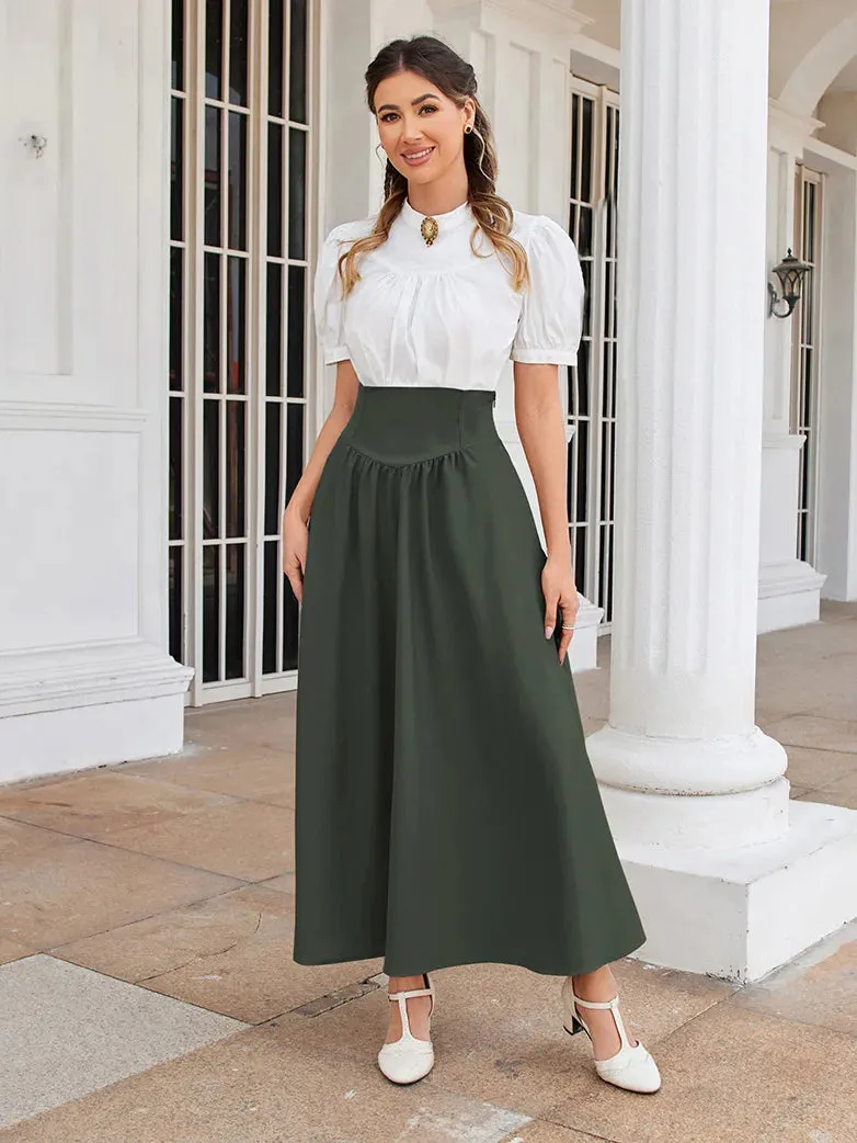 Women Renaissance Elastic High Waist Swing Skirt with Pockets