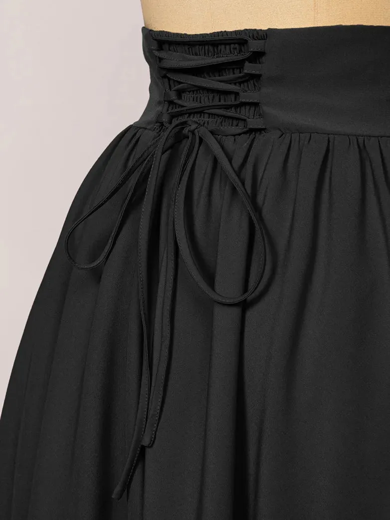 Women Renaissance Elastic High Waist Swing Skirt with Pockets